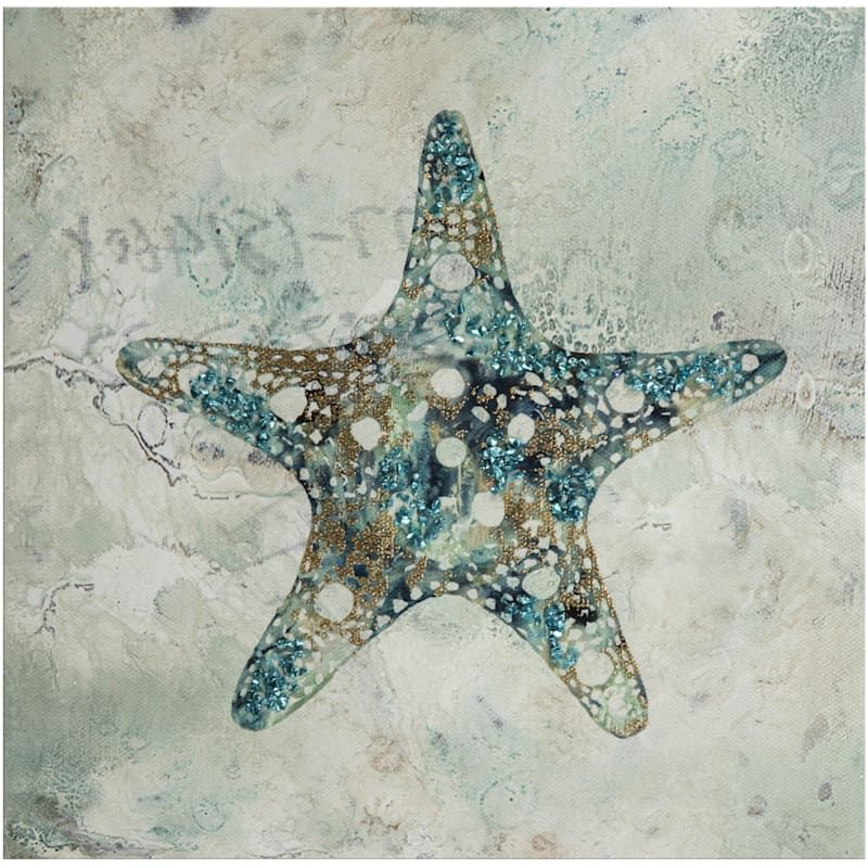 Blue Starfish Canvas Wall Art, 2x8