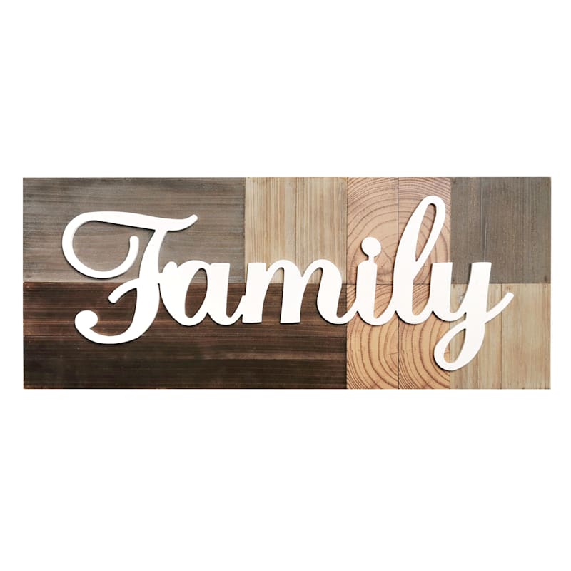 Family Wood Multi-Patch Word Wall Sign, 30x12