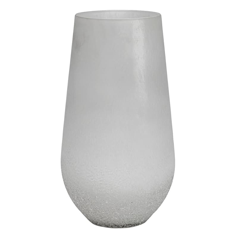 Laila Ali White Buried Teardrop Glass Vase, 16"