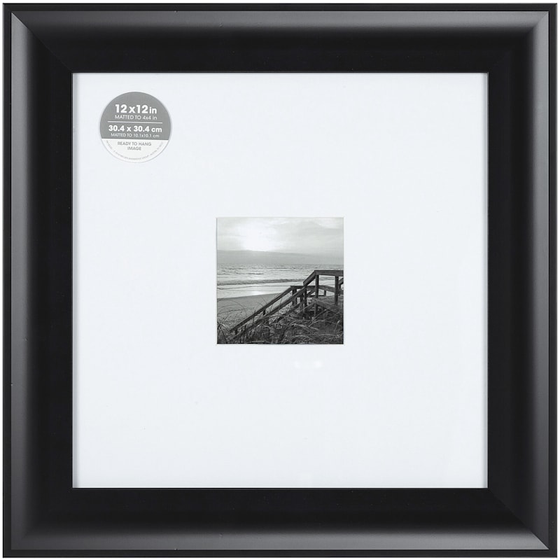 Matted to Scoop Profile with White Mat Wall Frame, Black, Sold by at Home