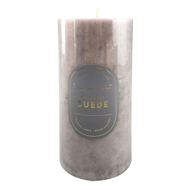 Patchouli Suede Scented Pillar Candle, 3x6
