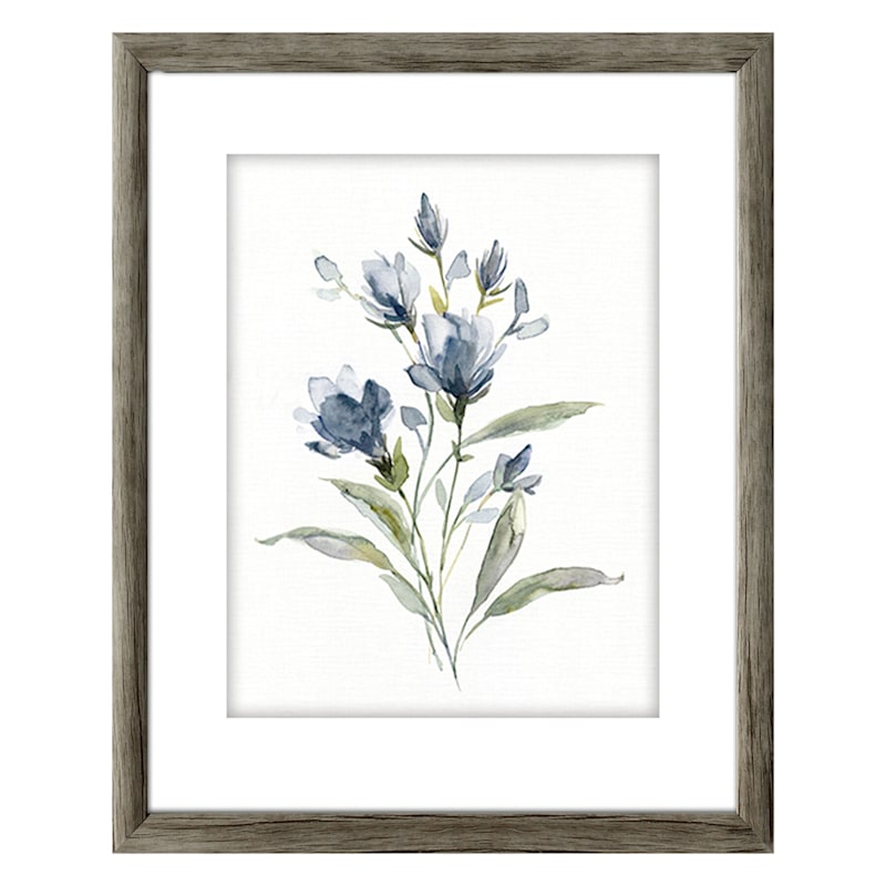 Honeybloom Navy Botanical Framed Linen Wall Art, 17x21 At Home