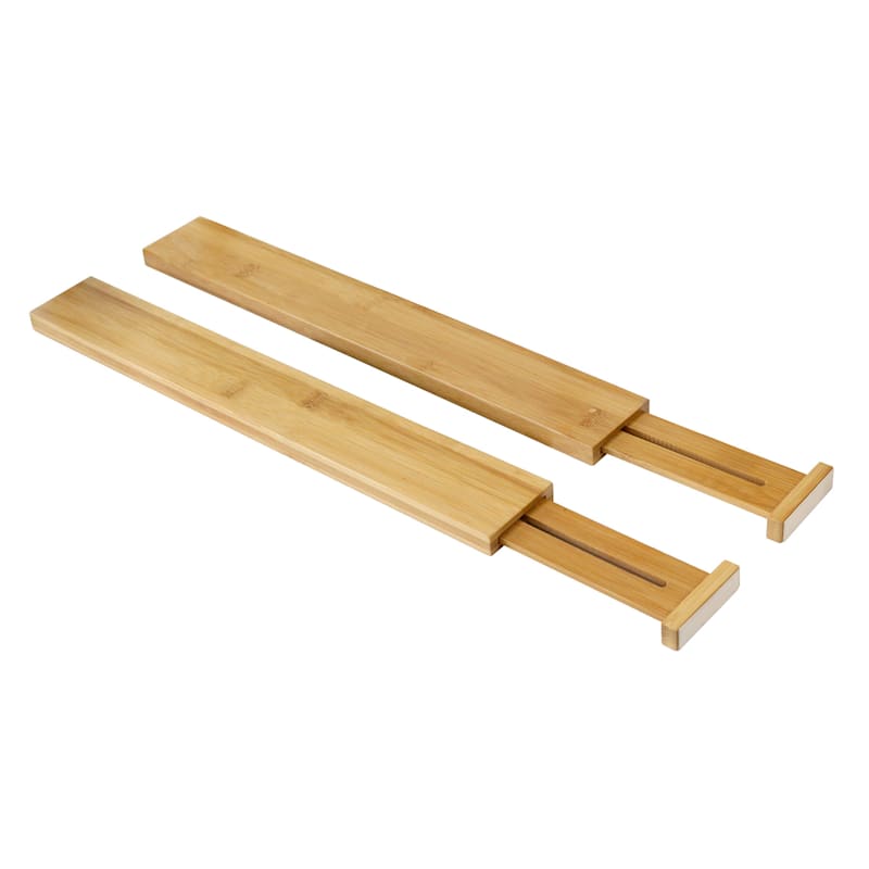 2-Piece Bamboo Wood Divider Drawer Organizer