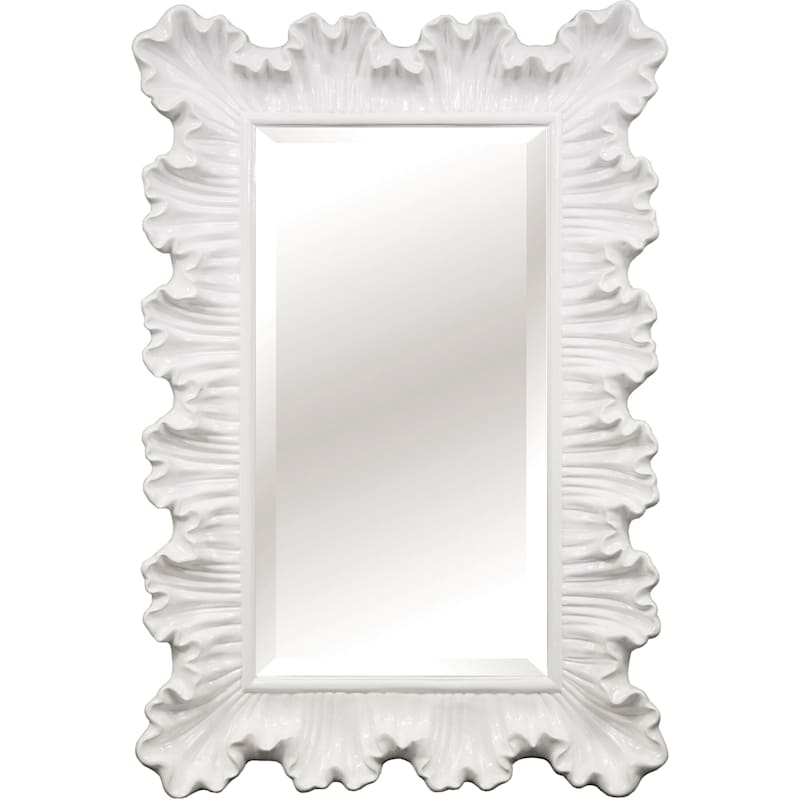 Grace Mitchell Ariel White Ruffle Framed Wall Mirror, 33x48