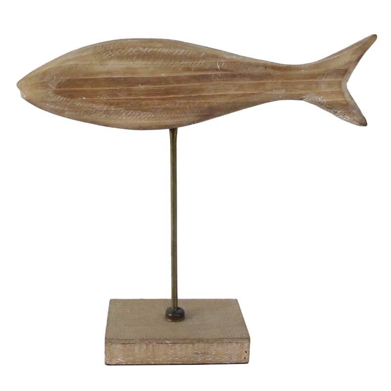 Brown Wooden Fish Figurine, 13.5