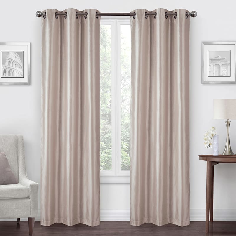 SET OF 4 FAUX SILK GROMMET TOP CURTAINS 84" LONG WINDOW CURTAIN PANEL 