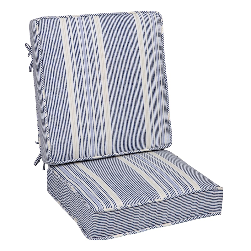 2-Piece Calisto Striped Outdoor Gusseted Deep Seat Cushion