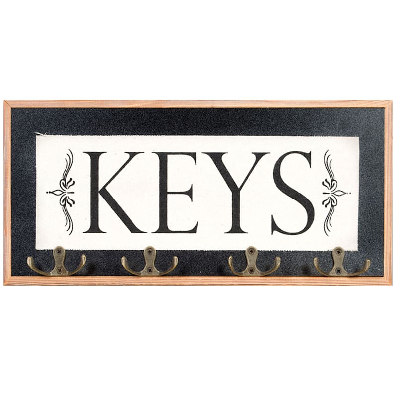 15X7 Wood/Metal Keys 4 Wall Hooks