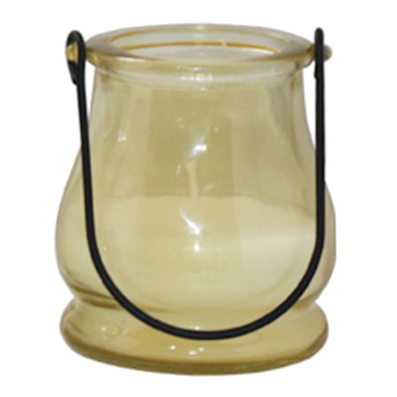 Yellow Glass Citronella Candle with Handle