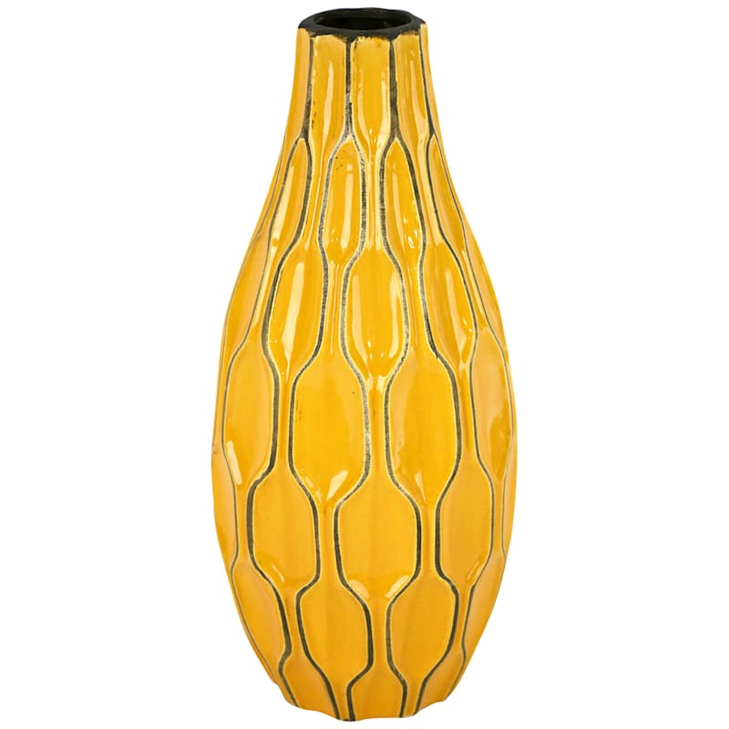 Honeybloom Katherine Yellow Ceramic Vase, 15"