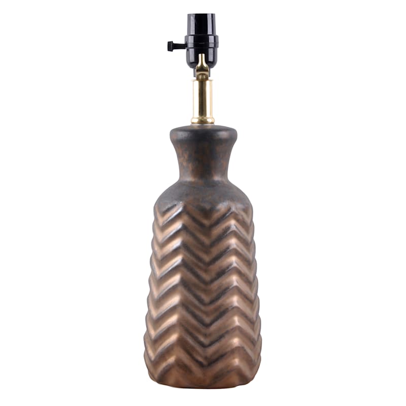 Distressed Chevron Patterned Ceramic Accent Lamp, 16"