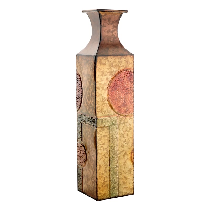 Metal Geometric Patterned Vase, 24"