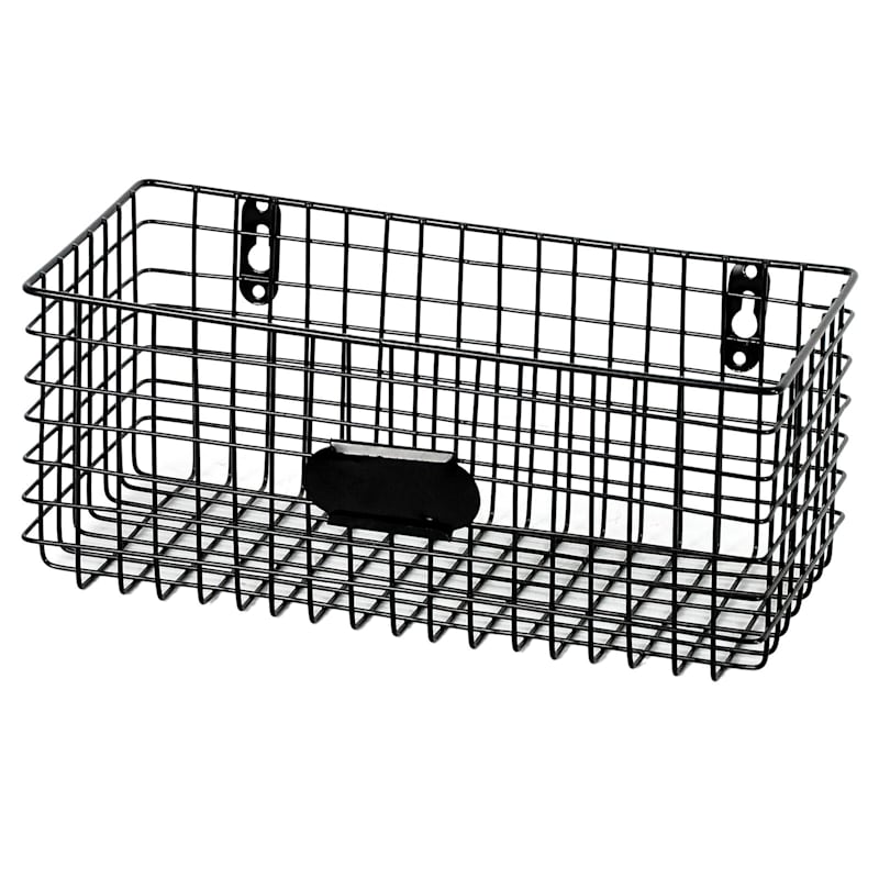 Metal Wire Wall Basket, Black