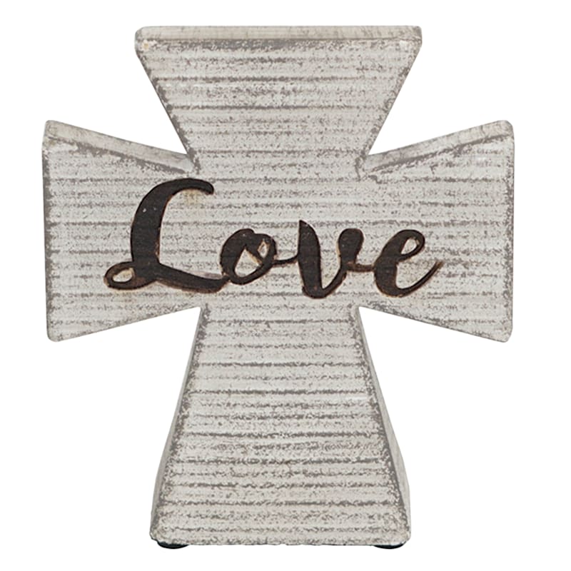 Love Faux Wood Cross, 5"