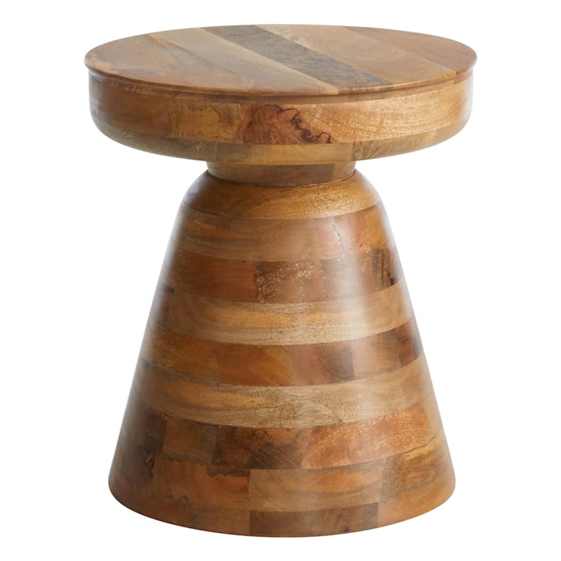 Found & Fable Brown Wooden Pedestal Accent Table, 16x18