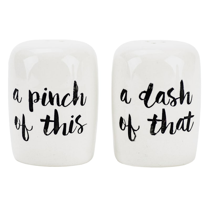 S2 White Salt/Pepper Shakers A P Of This A Dash Of That Gift Box