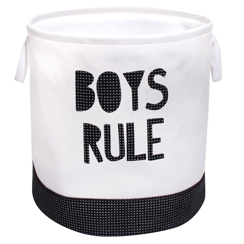 Boys Rule Black & White Laundry Hamper, Large