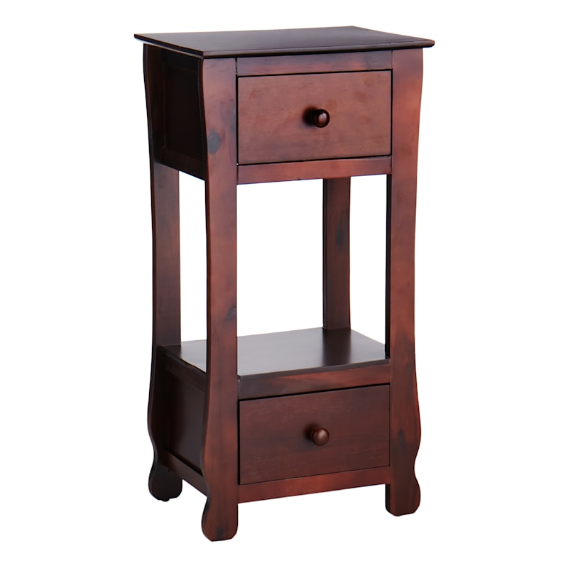 Theodore 2-Drawer Thick Leg End Table, Brown