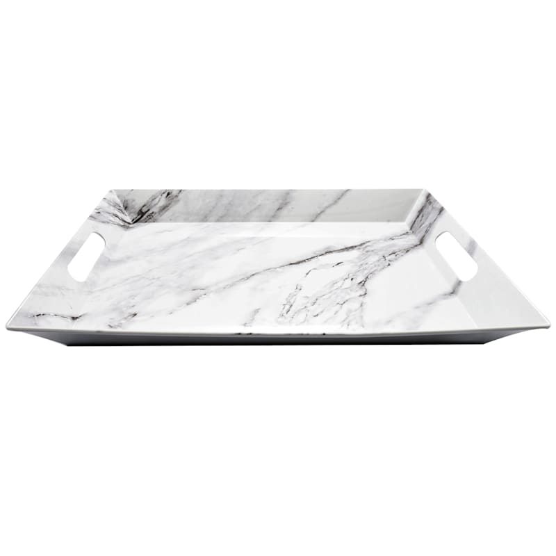 Marble-Look Melamine Serving Tray, 14x19