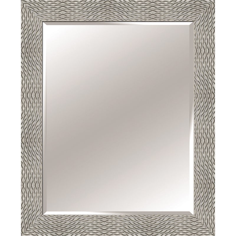28X34 Rectangle Solid Wood Waves Silver Wall Mirror