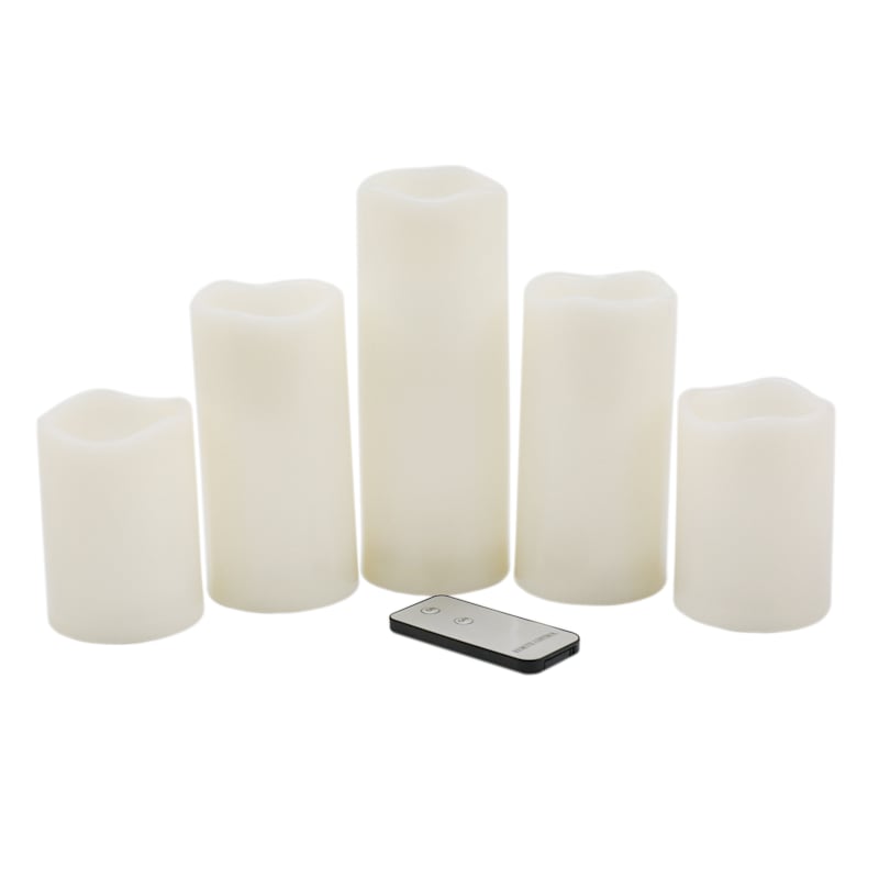 5-Piece Outdoor LED Candle Set, Ivory