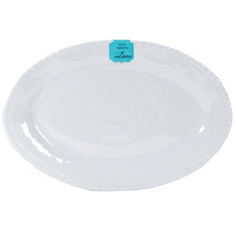White Melamine Oval Platter with Rope Trim