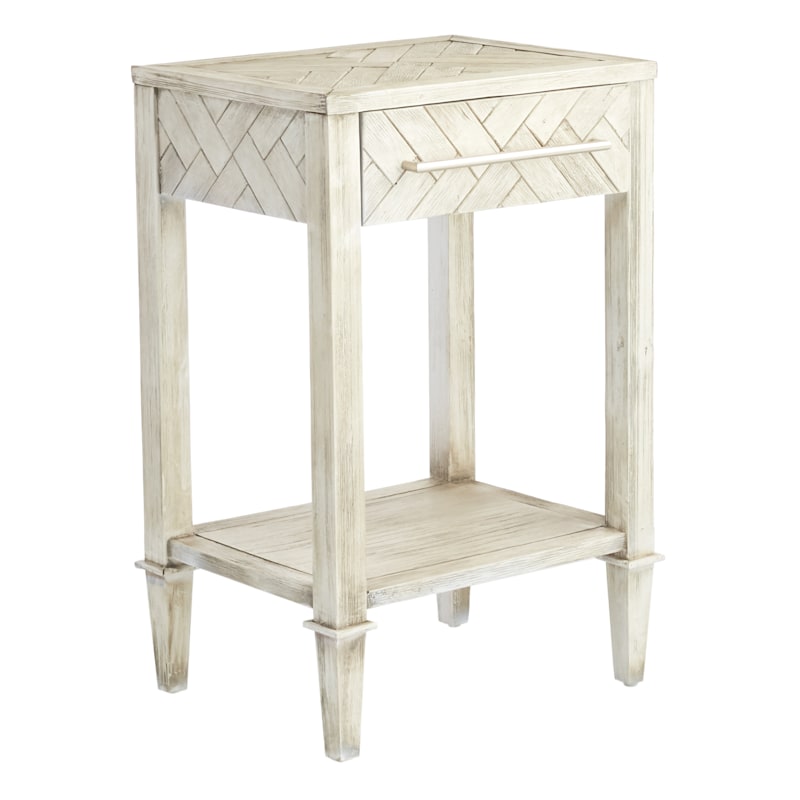 Kate 1 Drawer 1 Shelf Parquet Wood Side Table