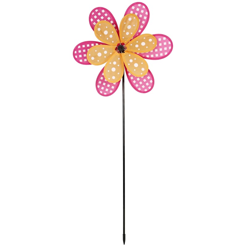 38in. Plastic Fabric Double Layer Whirligig Pink/Orange