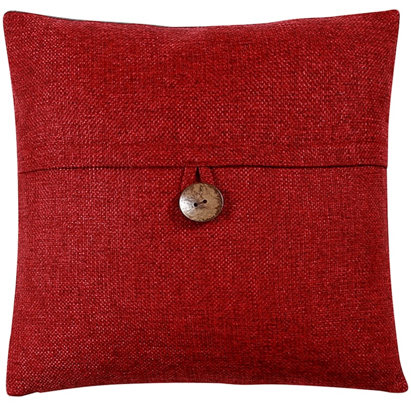 Clayton Red Coconut Button Throw Pillow, 20"