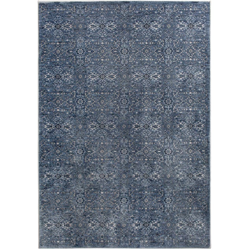 (A426) Clearwater Lars Navy Blue Woven Area Rug, 5x7