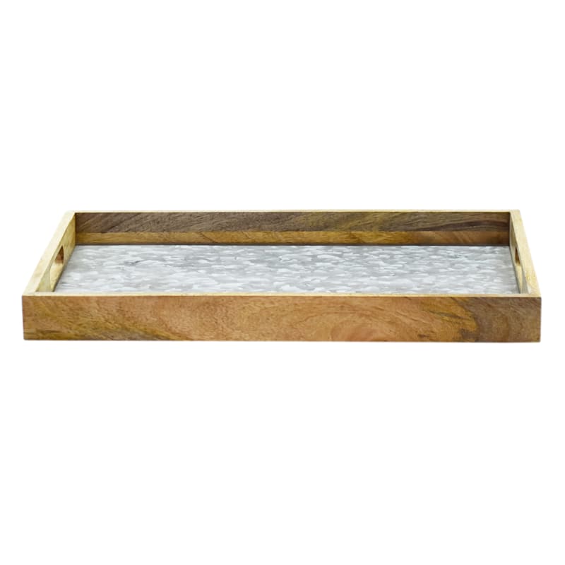 Galvanized Metal & Wood Decorative Tray, 19x13