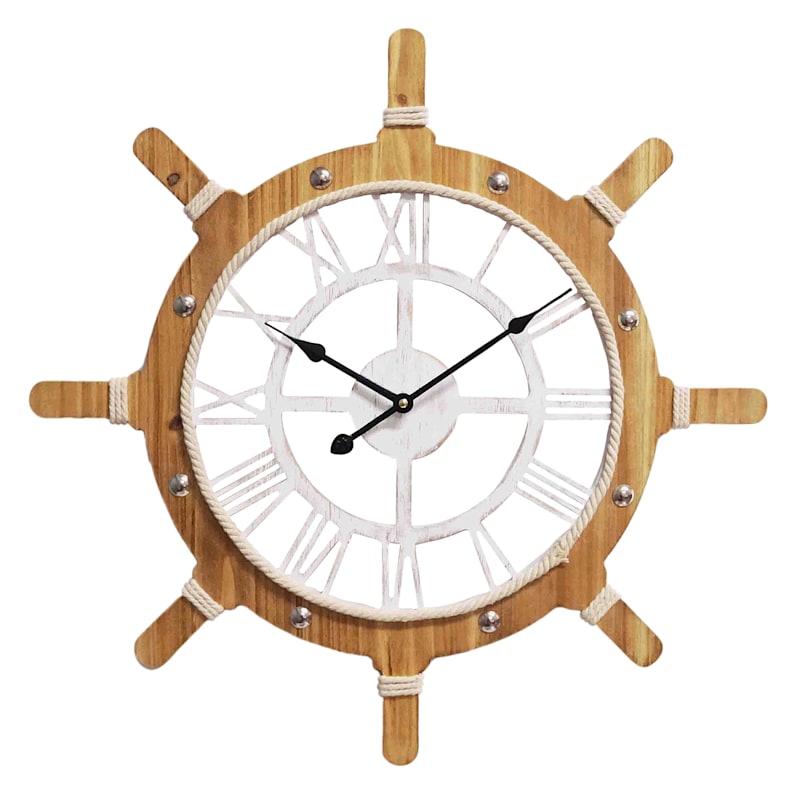 Wooden Ships Wheel Clock With Rope Trim – Make Your House A Home