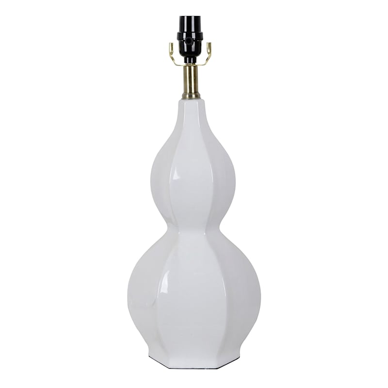 Grace Mitchell White Ceramic Gourd Table Lamp, 21"