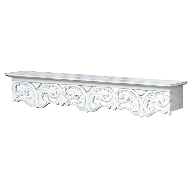White wood wall shelf discount