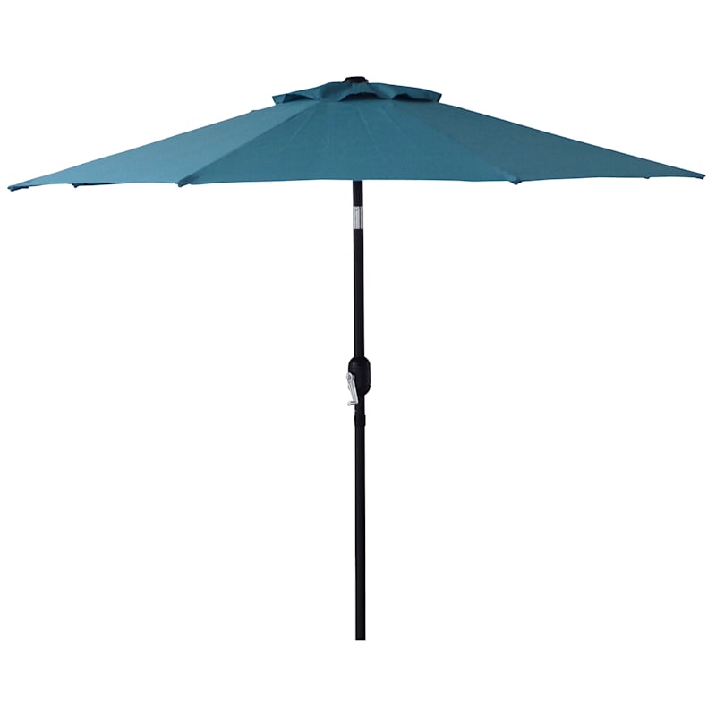 Spa Blue Round Outdoor Crank & Tilt Steel Umbrella, 7.5'