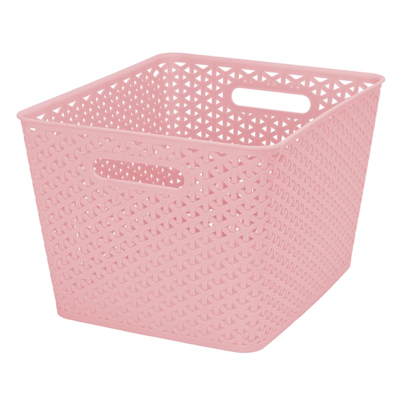 Blush Pink Y-Weave Storage Basket, Extra Large