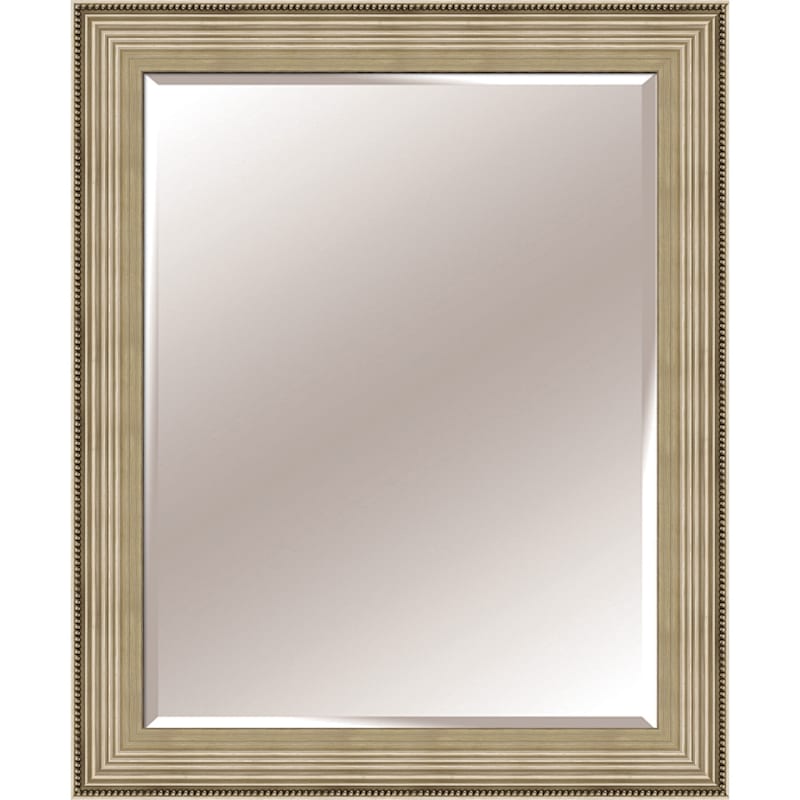28X34 Rectangle Solid Wood Beased High And Low Champagne Silver Wall Mirror