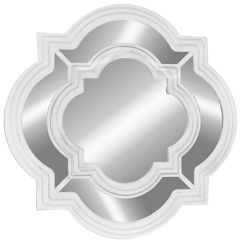 20X20 White Double Quatrefoil Mirror