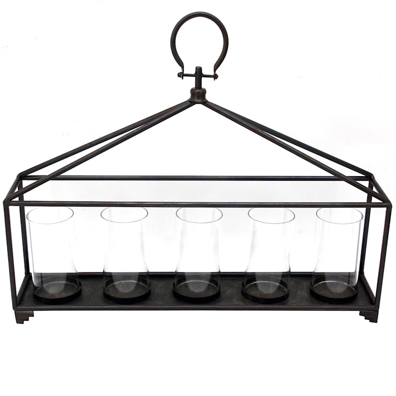 23X18 Iron Candle Holder With 5 Glass Cup