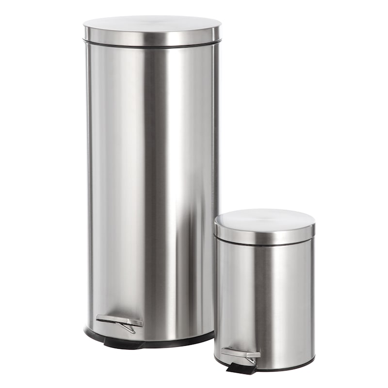 30L Stainless Steel Trash Can with Bonus 5L Bin