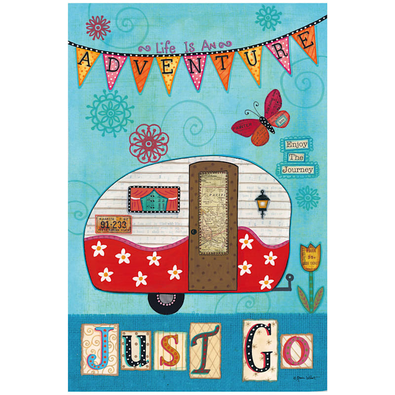 Adventure Just Go Retro Rv Garden Flag