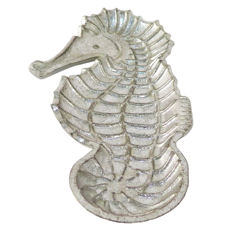Silver Seahorse Metal Tray, 5x10