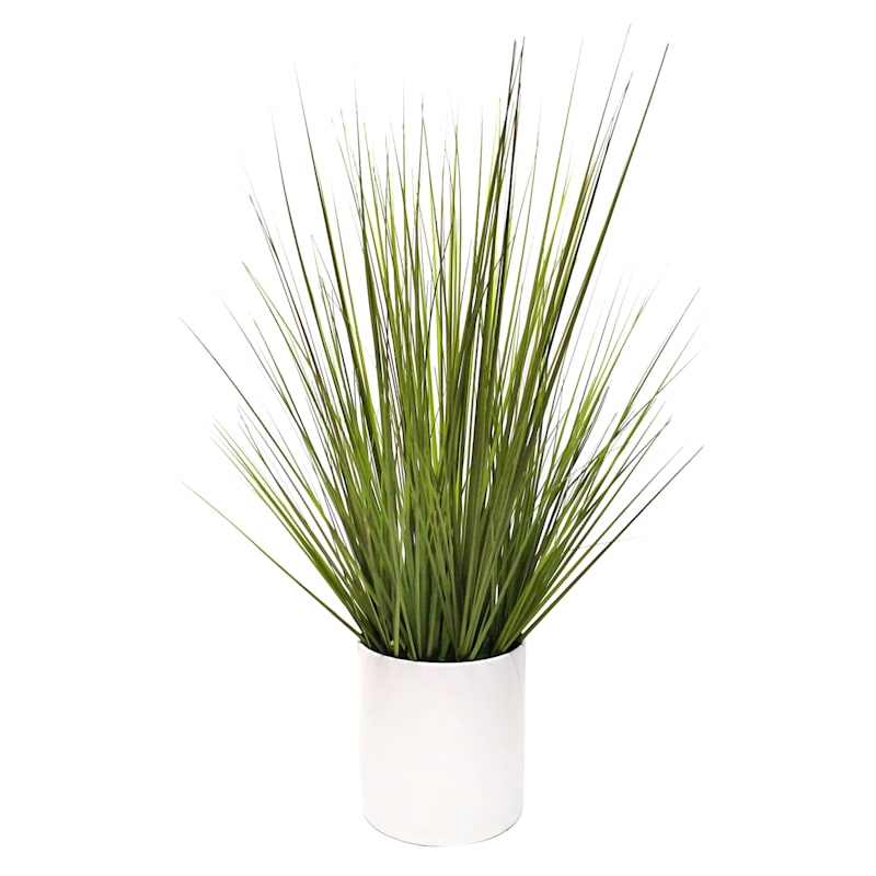 Grass Plant with White Planter, 20"