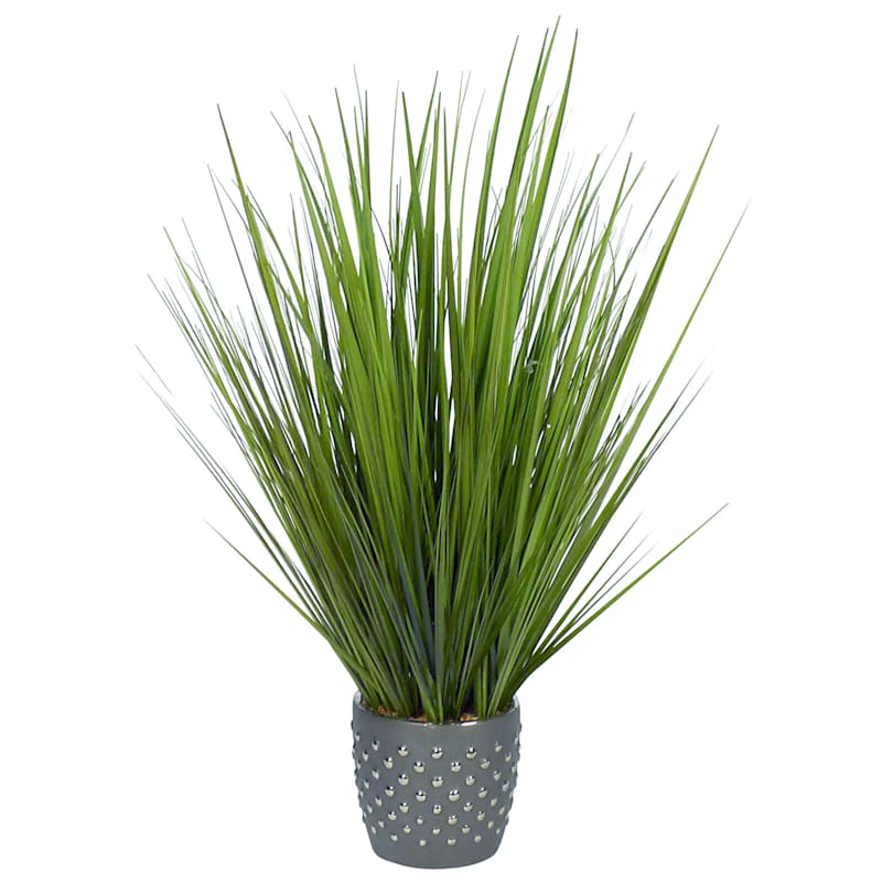 Green Grass Bundle with Grey Planter, 31"