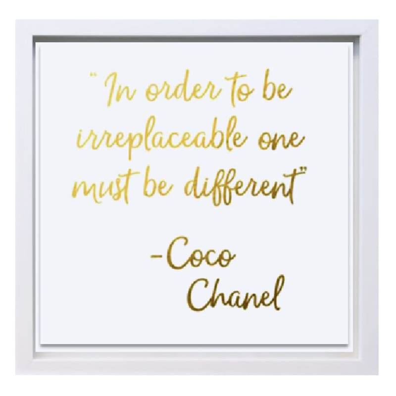 Glass Framed Chanel Quote Wall Sign, 13