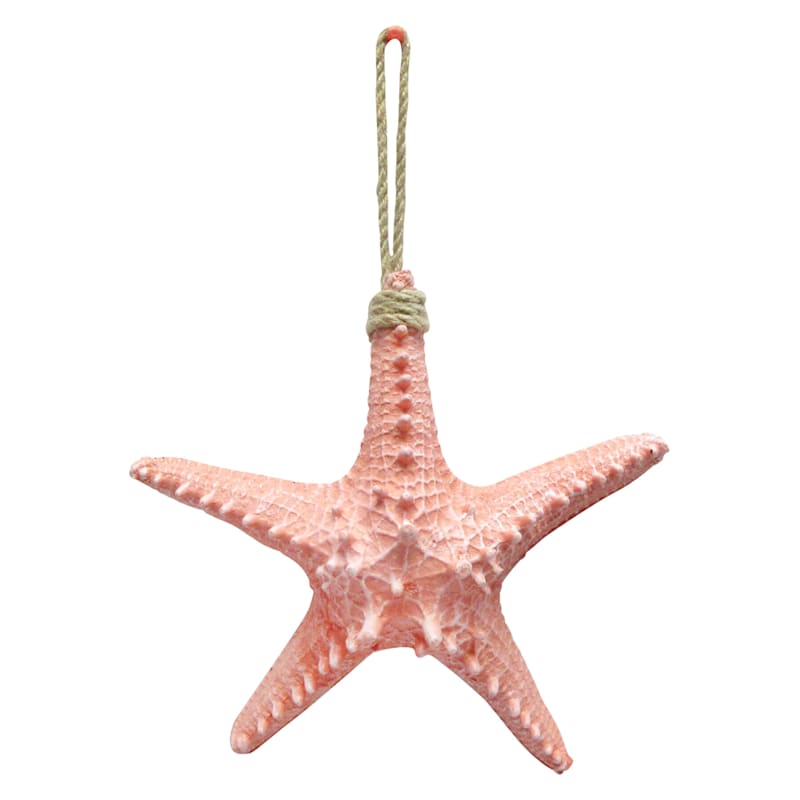 Coral Starfish on Rope Hanger