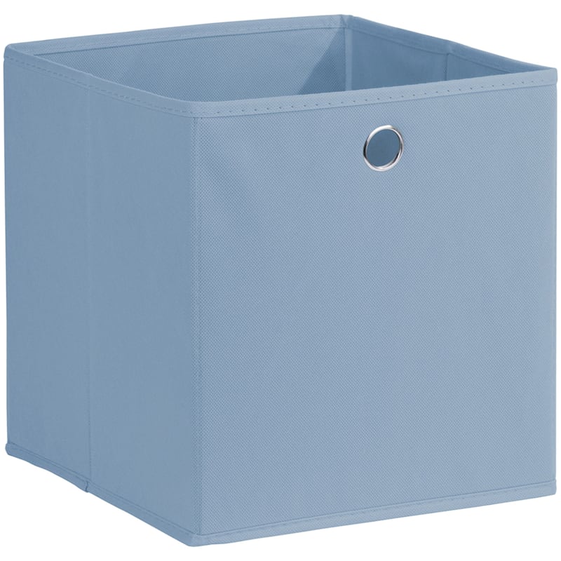 Fabric Storage Cube Tote with Grommet Handle, Light Blue