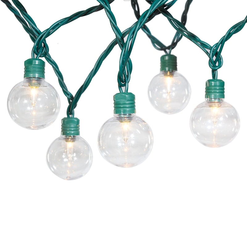 40-Count G40 Clear Globe String Light Set, Green Wire