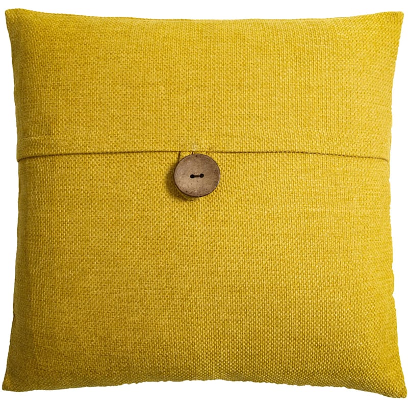 Clayton Yellow Coconut Button Throw Pillow, 20"