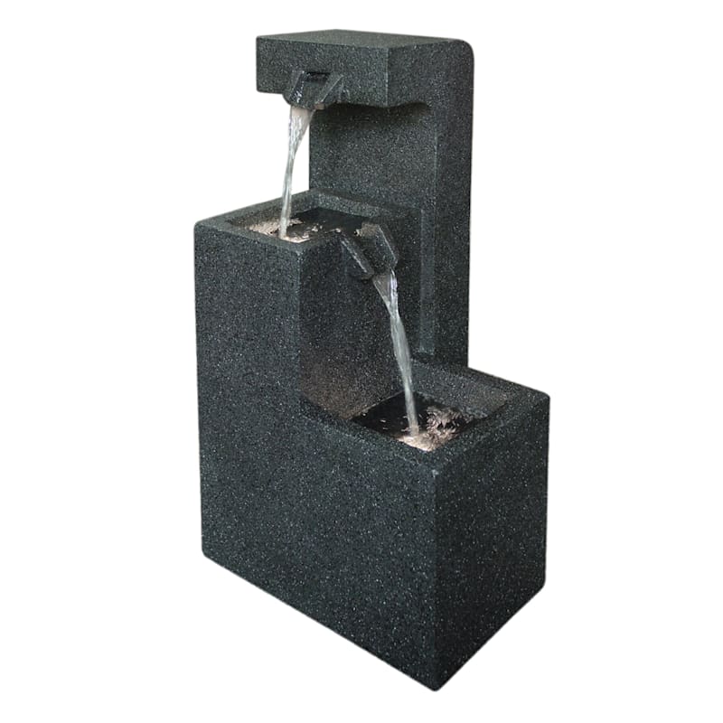 3-Tier Modern Cascading Box Waterfall Fountain, 20"